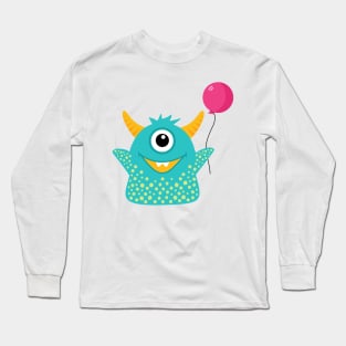 Cute Little Monster with Balloon Long Sleeve T-Shirt